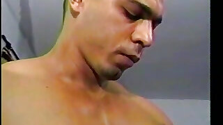 Tight ass boy gets gang banged and creamed by three gay hunks