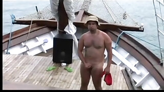 Beautiful guys in their boat adventure