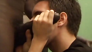 Skinny guy enjoys in black cock