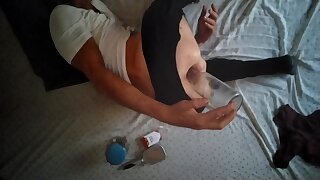 Skinny Young Man Puts His Own Cum In His Ass