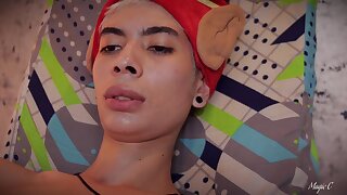 Christmas Special Big Dick Slim Latino Twink Jerking Off Covering Some Christmas Cookies