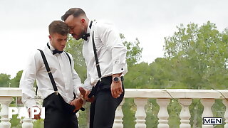 Allen King Kneels Down To Greedily Suck On Sir Peter's Long, Thick Dick Before Taking A Ride On It - PAPI