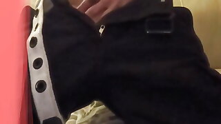 Hung Bi Lad Strip Tease and Stops While Rock Hard Cock Stuff and Shoots Creamy Load